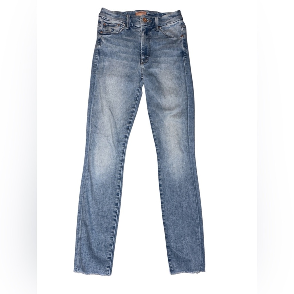 MOTHER Blue High Waisted Looker Ankle fray Au Revoir denim Jeans 24